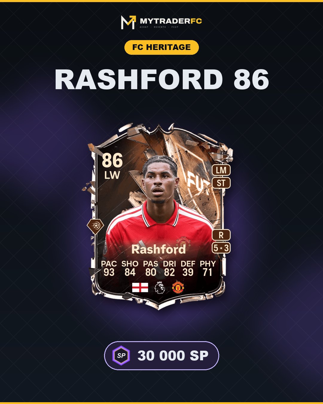 Marcus Rashford 86 FC Heritage : 30 000 SP